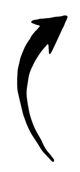 Βέλος Μελανιού Κατσαρό Χέρι Σύμβολο Ζωγραφισμένο Πινέλο Swoosh Ιδιότροπο Στυλ — Διανυσματικό Αρχείο