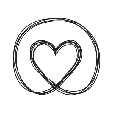 Çemberin içindeki kalp karışık, pis karalamalar.