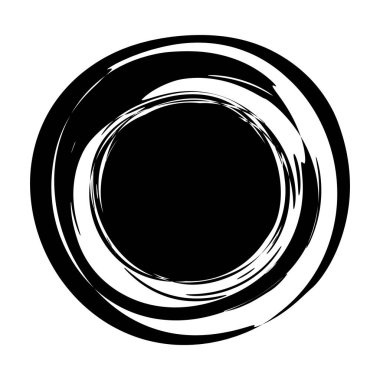 Siyah mürekkep fırçasıyla boyanmış yuvarlak el.