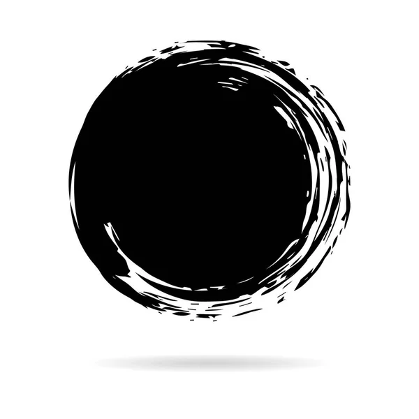 Swash cerchio dipinto a mano con pennello inchiostro nero — Vettoriale Stock