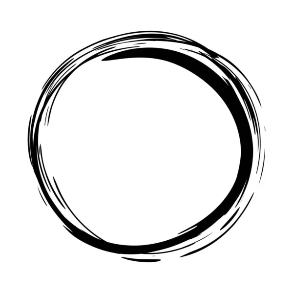 Πλύνετε το χέρι κύκλο ζωγραφισμένο με μαύρο πινέλο μελάνι — Διανυσματικό Αρχείο