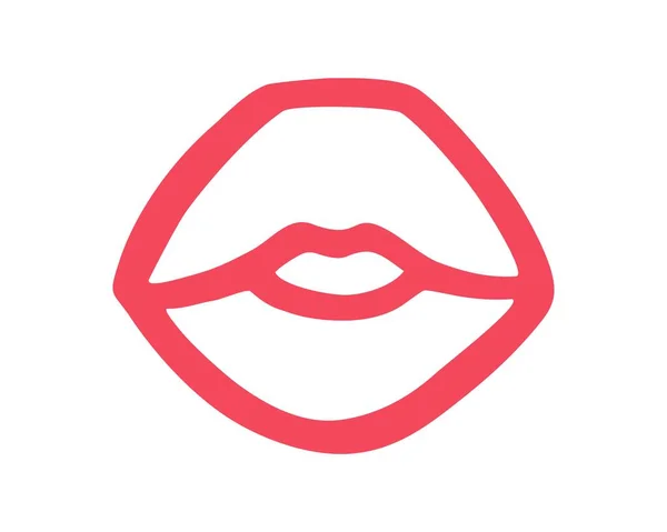 Labbra Rosse Disegnate Mano Con Pennello Inchiostro Isolate Sfondo Bianco — Vettoriale Stock