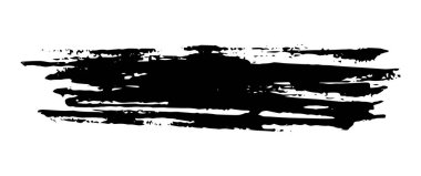 Siyah mürekkeple boyanmış fırça darbesi, beyaz arka planda izole edilmiş. Vektör illüstrasyonu