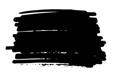 Siyah mürekkeple boyanmış fırça darbesi, beyaz arka planda izole edilmiş. Vektör illüstrasyonu