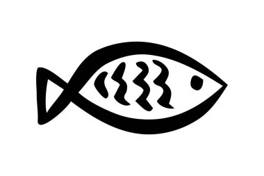 Mürekkep fırçası darbesiyle boyanmış şirin balık eli.