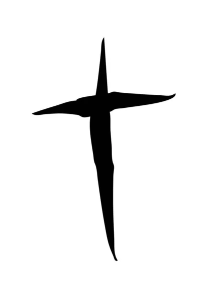 Handgezeichnetes Christliches Kreuz Handbemalt Mit Tuschpinsel Vektorillustration — Stockvektor