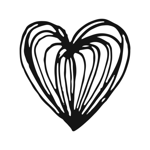 Запутанная чернильная рука в форме сердца, окрашенная чернилами — стоковый вектор