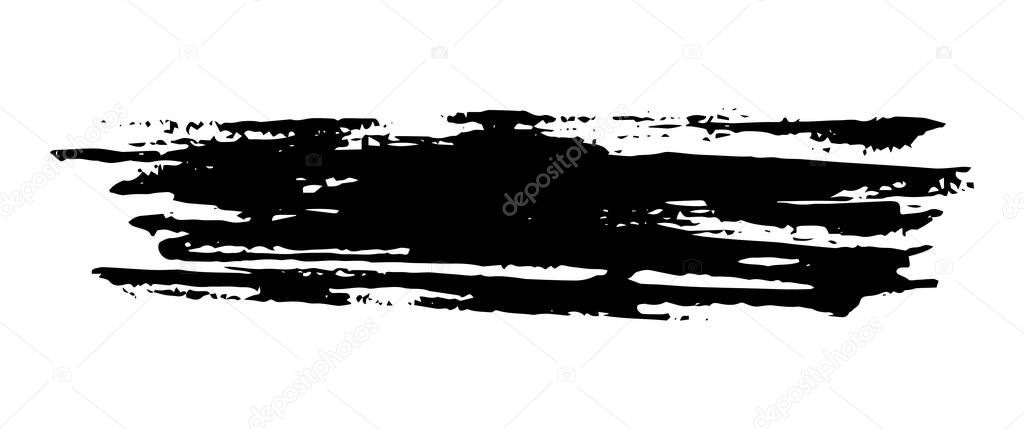 Brush stroke hand painted with black ink, isolated on white background. Vector illustration