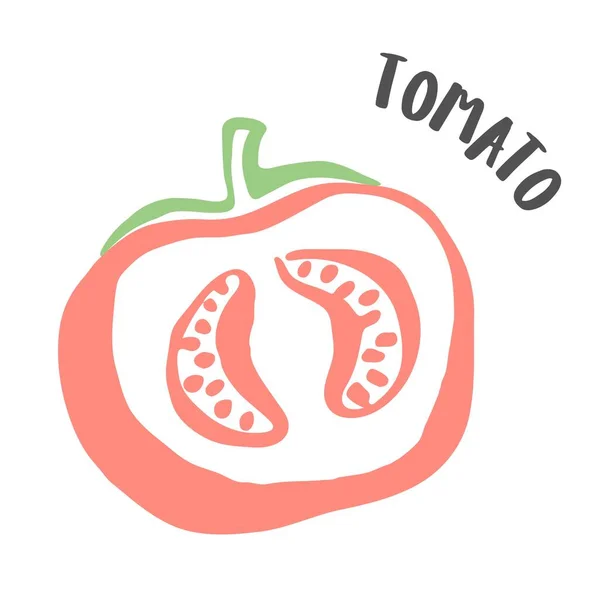 Tomatenzeichnung Von Hand Mit Tuschpinsel Isoliert Auf Weißem Hintergrund Gemalt — Stockvektor