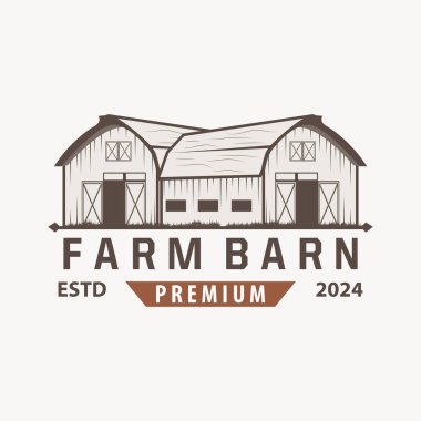Ahır logosu çiftçi şablonu inşa ediyor. Eski tarz basit tasarım.
