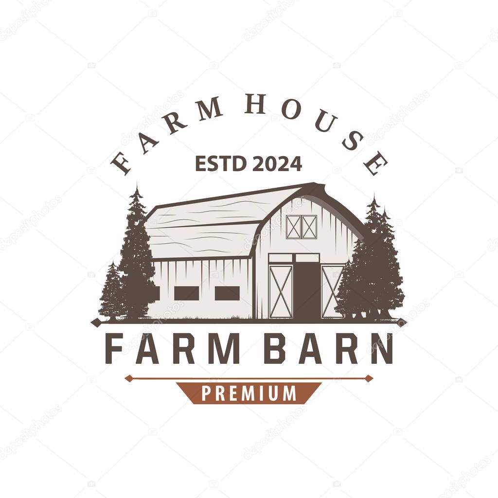 Barn logo agriculture building template farmer farm vintage design simple retro style illustration