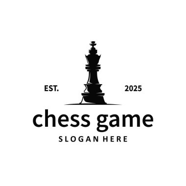 Satranç logosu antika oyun tasarımı minyatür satranç piyonu tasarımı, siluet konsept simge çizim vektörü ve simge ikonu