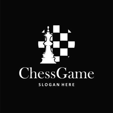 Satranç logosu antika oyun tasarımı minyatür satranç piyonu tasarımı, siluet konsept simge çizim vektörü ve simge ikonu