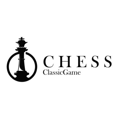Satranç logosu antika oyun tasarımı minyatür satranç piyonu tasarımı, siluet konsept simge çizim vektörü ve simge ikonu
