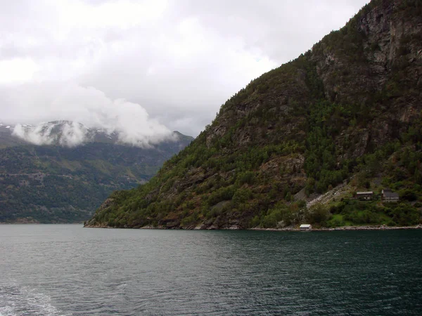 Nearoyfjord Den Wolken Norwegen — Stockfoto