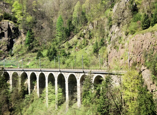 Ponte Nos Alpes Bairro Bellinzona Suíça Abril 2012 — Fotografia de Stock