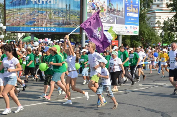 Omsk Federacja Rosyjska Sierpnia Maraton Biegaczy Akcji Siberian International Marathon — Zdjęcie stockowe