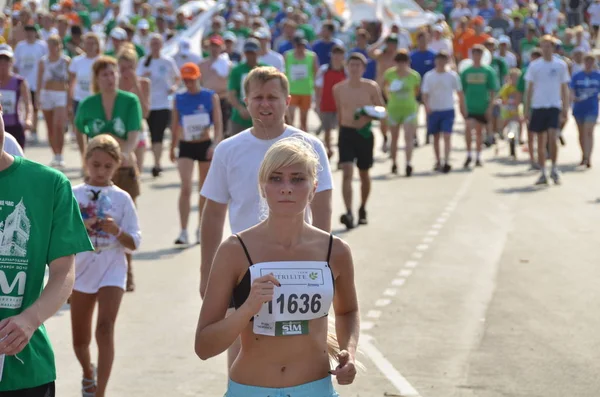 Omsk Russia August Marathon Runners Action Siberian International Marathon August — Stock Photo, Image