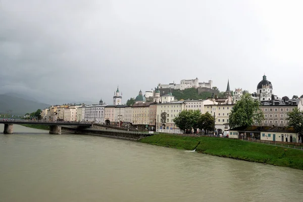 Veiw Rzeki Salzach Salzburg Austria — Zdjęcie stockowe