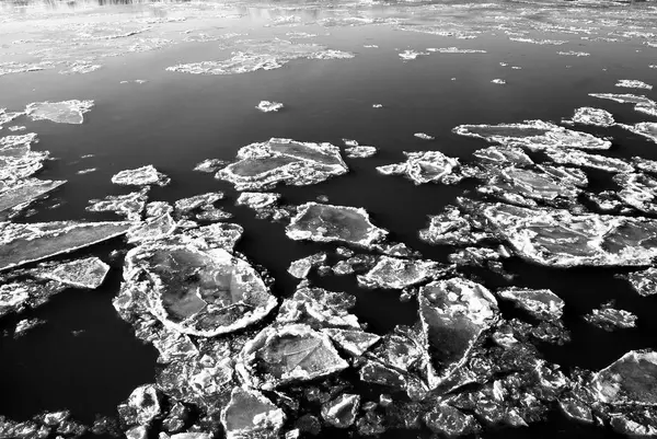 Początkowy Zamrożenie Nad Rzeką Irtysz Omsk Region — Zdjęcie stockowe