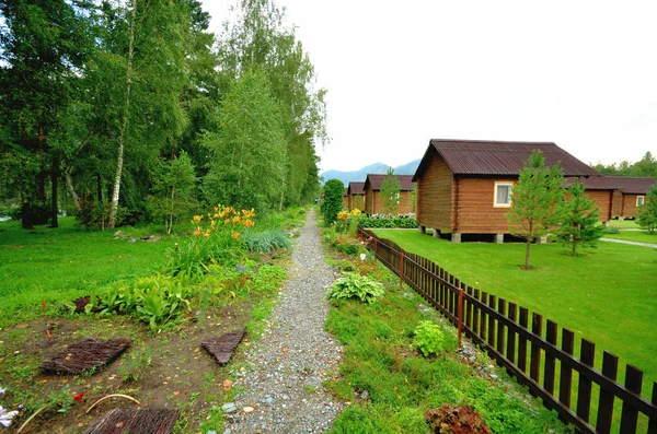 Vue Camping Sur Les Rives Rivière Katun Russie République Altaï — Photo