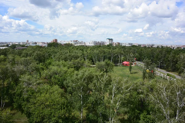 Blick Vom Riesenrad Auf Den Park Und Die Stadt Omsk — Stockfoto