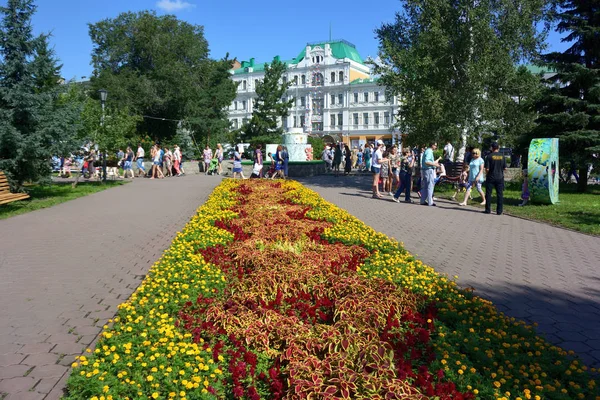 俄罗斯鄂木斯克 2016年8月6日 鄂木斯克市城市公园复活中的花展 弗洛拉 — 图库照片