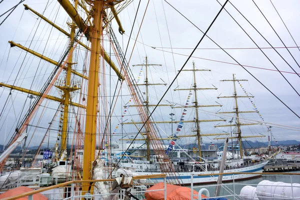 Sochi Rusia Septiembre 2016 Bordo Velero Que Participa Regata Del — Foto de Stock