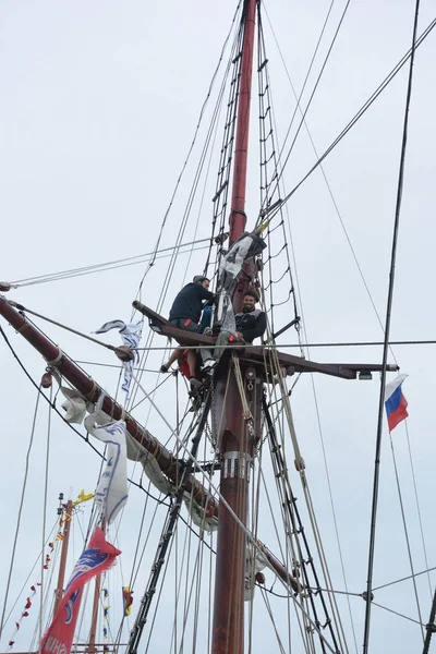 Sochi Rusia Septiembre 2016 Bordo Velero Que Participa Regata Del —  Fotos de Stock