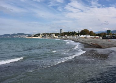 Soçi, Rusya 29 Eylül 2015: View Beach Sochi, Rusya Federasyonu