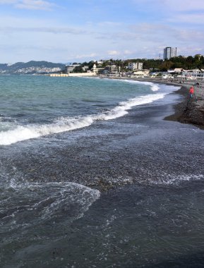 Soçi, Rusya 29 Eylül 2015: View Beach Sochi, Rusya Federasyonu