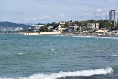 Soçi, Rusya 29 Eylül 2015: View Beach Sochi, Rusya Federasyonu