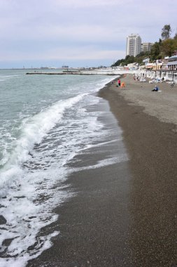 Soçi, Rusya 29 Eylül 2015: View Beach Sochi, Rusya Federasyonu