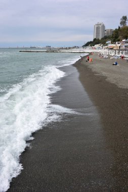 Soçi, Rusya 29 Eylül 2015: View Beach Sochi, Rusya Federasyonu