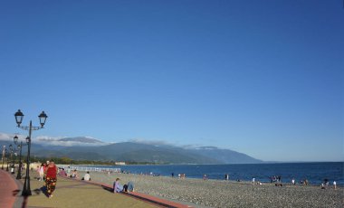 Soçi, Rusya 1 Ekim 2016: View Beach Sochi, Rusya Federasyonu