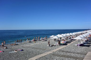Soçi, Rusya 1 Ekim 2016: View Beach Sochi, Rusya Federasyonu