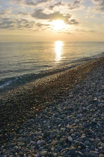 Puesta Sol Sobre Mar Bahía Imereti Sochi Rusia — Foto de Stock