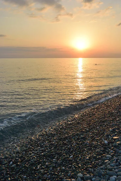 Puesta Sol Sobre Mar Bahía Imereti Sochi Rusia — Foto de Stock