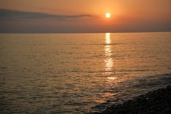 Solnedgång Över Havet Bukten Imeretien Sochi Ryssland — Stockfoto