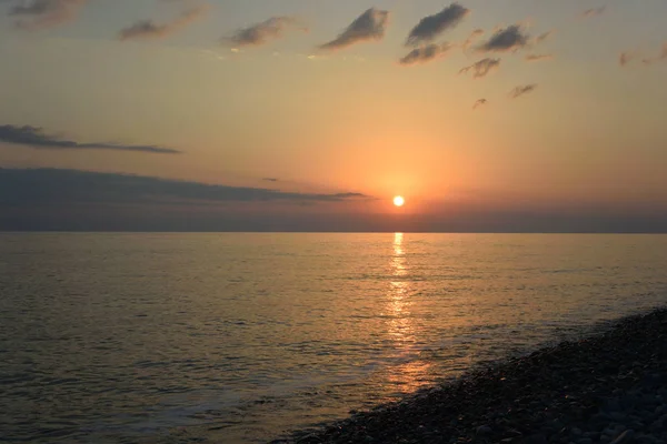 Sonnenuntergang Über Dem Meer Der Bucht Von Imereti Sotschi Russland — Stockfoto