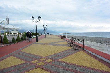 Soçi, Rusya 8 Ekim 2016: View Beach Sochi, Rusya Federasyonu