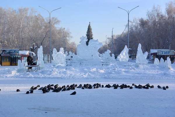 Omsk Russia Dicembre 2016 Parco Urbano Siberiano Invernale Regione Omsk — Foto Stock