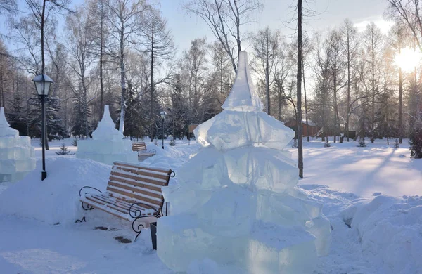 Omsk Russia December 2016 Winter Siberian City Park Omsk Region — Stock Photo, Image