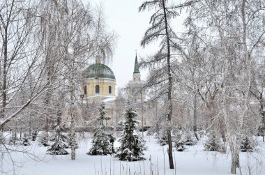 Omsk, Rusya - Aralık 2015: St Nicholas Katedrali kazak. 1833 yılında inşa.