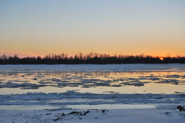 Inicio Congelación Río Irtysh Región Omsk —  Fotos de Stock