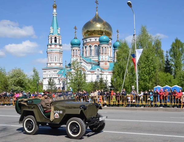 Omsk Russland Mai Militärparade Der Retro Technologie Zum Siegestag Die — Stockfoto