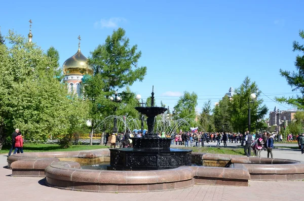 Omsk Russia May Pervomaisky Square Spring City Omsk Siberia Russi — Stock Photo, Image