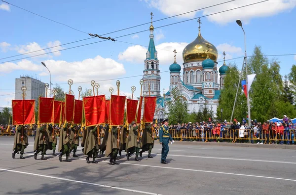 Omsk Rússia Maio Desfile Militar Dedicado Dia Vitória Cidade Omsk — Fotografia de Stock