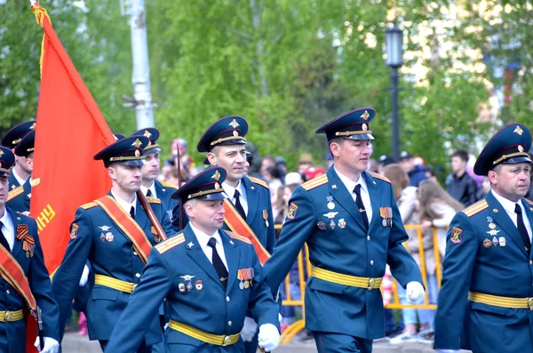 Omsk Rosja Maja Parada Wojskowa Poświęcony Dzień Zwycięstwa Miasto Omsk — Zdjęcie stockowe