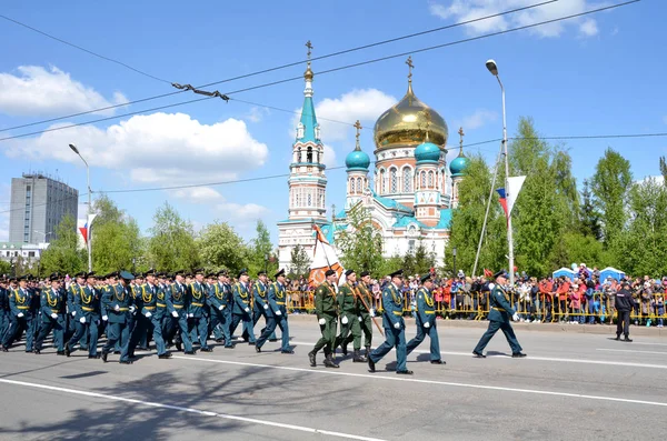 Omsk Rússia Maio Desfile Militar Dedicado Dia Vitória Cidade Omsk — Fotografia de Stock